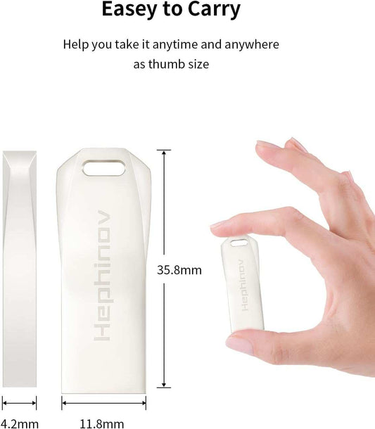 Flash drive, mini USB stick USB 2.0 (128G) Stylish and durable zinc。