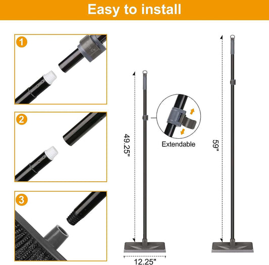 Floor Scrub Brush with Long Handle 59", Heavy Duty Stiff Bristle FloorScrub and squeeze away dirt and grime with this Floor Scrub Brush! The heavy duty bristles easily scrub away tough messes, while an integrated squeegee quickly cleanoutdoorTOPDEALTOPDEALCleaning Deck Patio Bathroom Garage Kitchen Wall Tub Tile Swimming Pool, Gray