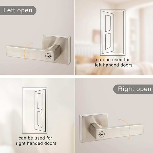 1090CT Door Lock Handle (Entry, Satin Nickel, 1 per box)