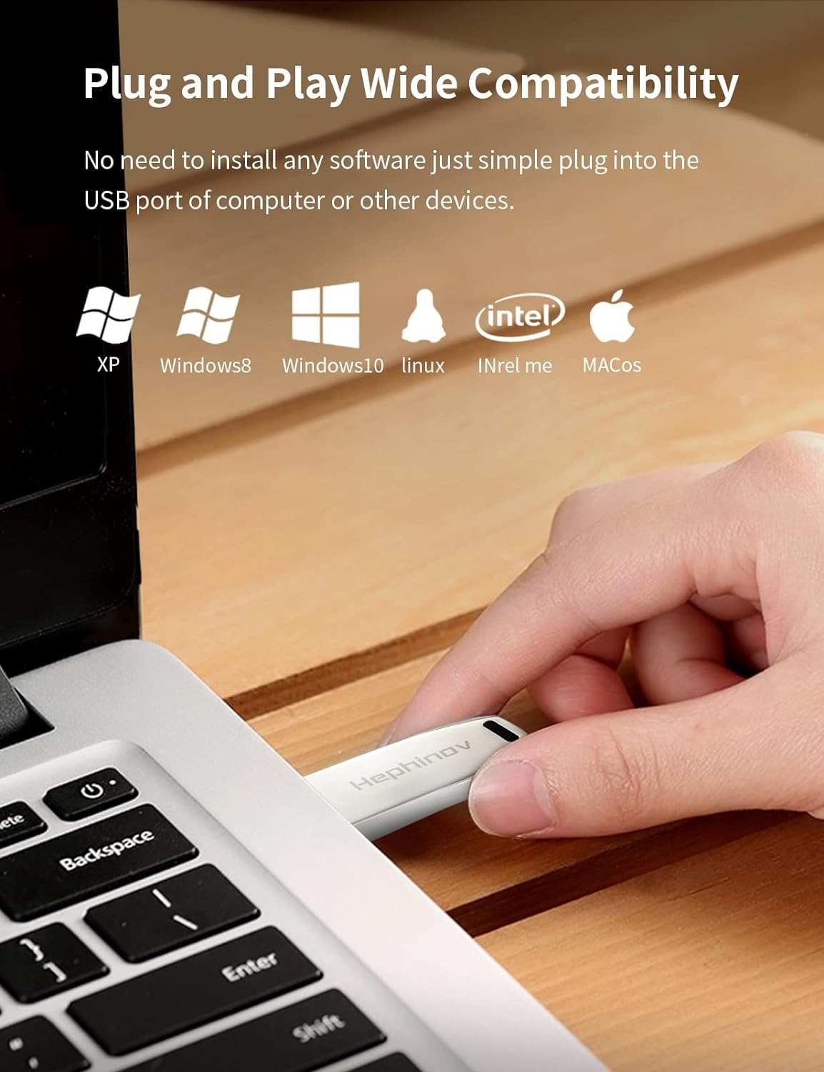 Flash drive, mini USB stick USB 2.0 (128G) Stylish and durable zinc。