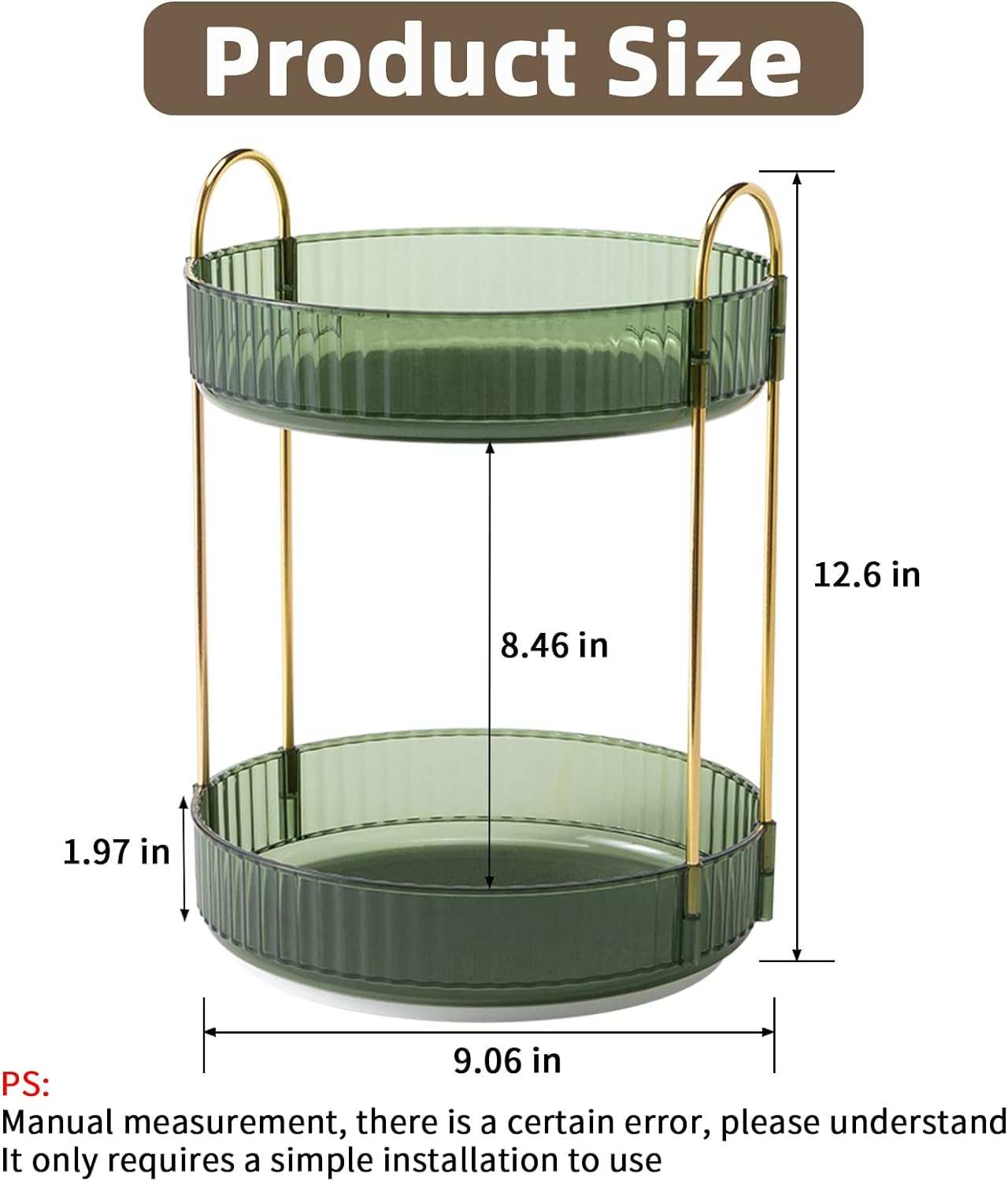 Rotating Makeup Organizer Rotate 360 degrees Second floor (green )
