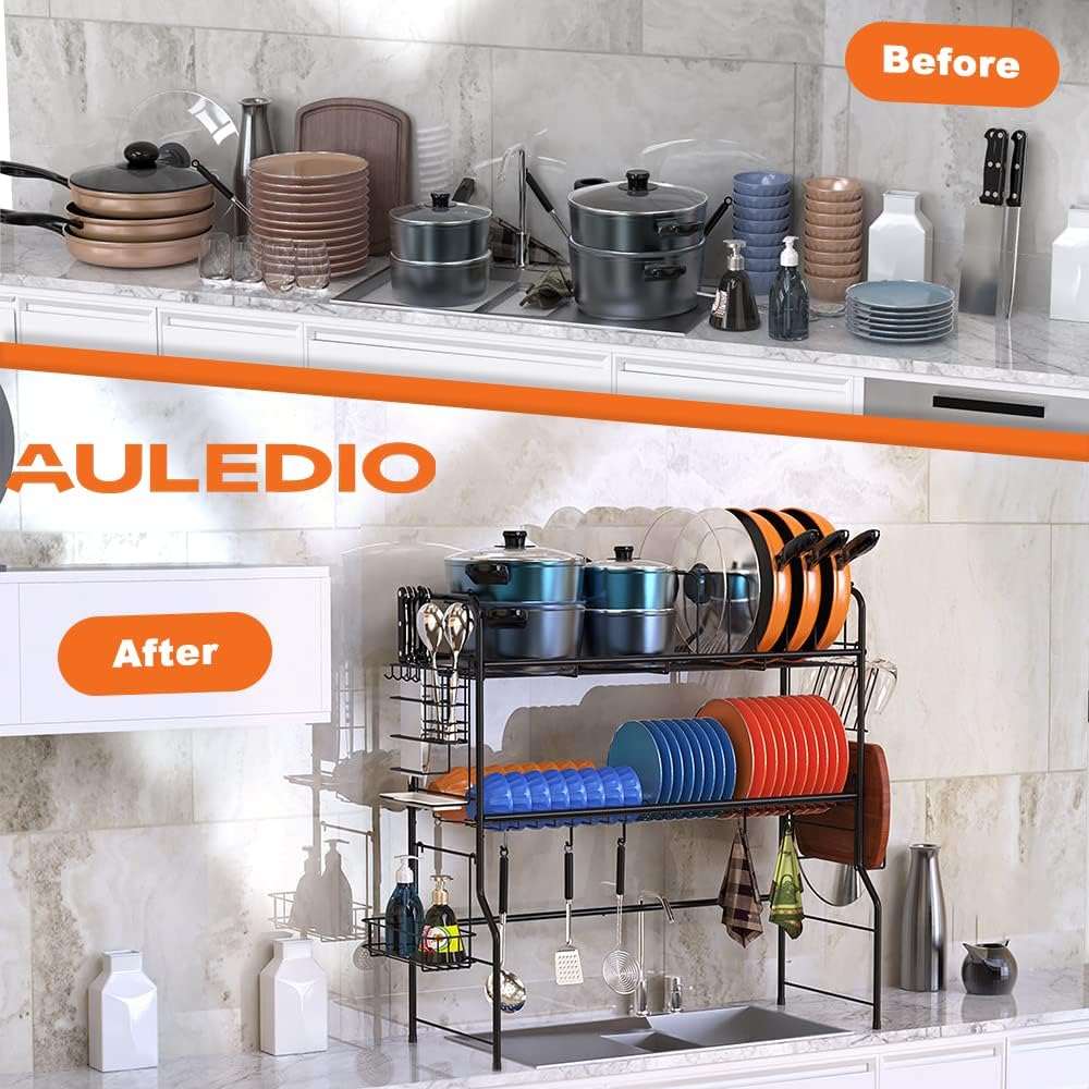 Over Sink Dish Drying Rack 2 Tier Organizer This Over Sink Dish Drying Rack 2 Tier Organizer Shelf is the perfect solution for keeping your kitchen clean and organized. Its two-tier design allows you to easindoorTOPDEALTOPDEALSink Dish Drying Rack 2 Tier Organizer