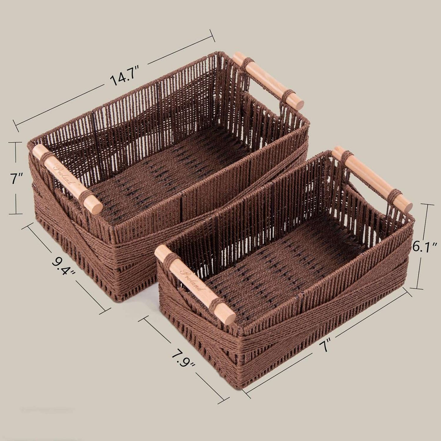 Storage basket with handle, large rectangular wicker basket, 2 pcs Organize and store with style using this elegant set of two wicker baskets. Handcrafted from high-quality seagrass and lined with sturdy iron frames, these minimaindoorTOPDEALTOPDEALbasketStorage basket with handle, large rectangular wicker basket, 2 pcs