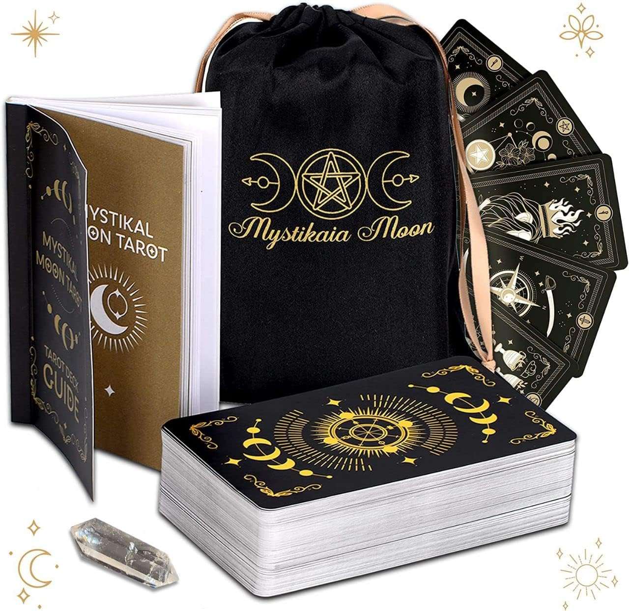 Tarot Card Set with Guide Book Astrology Unique Deck with Healing CrysUnleash your spiritual potential with Mystikaia Moon's unique Moon Tarot cards set! With its mystical, hand-painted real black tarot cards and healing crystals, thisindoorTOPDEALTOPDEAL Tarot CardTarot Card Set with Guide Book Astrology Unique Deck with Healing Crys