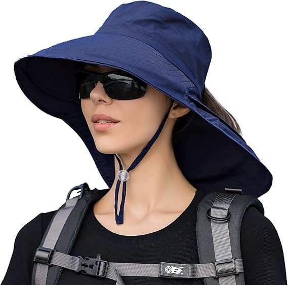 Sun Hats for Women Hiking Fishing Hat Wide Brim Hat with Large Neck Flap Sun Protection Hats for Women