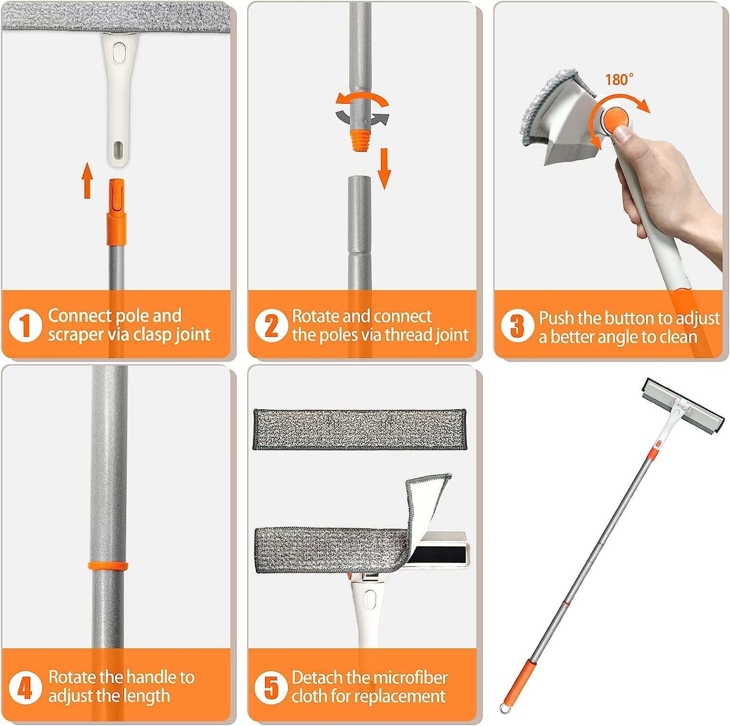 Window Squeegee, 2 in 1 Rotatable Window Cleaning Tool Kit with 48" Ex Our Window Squeegee is the ultimate 2-in-1 cleaning tool with an extendable handle and rotatable head for easy, efficient window cleaning. Perfect for any height,indoorTOPDEALTOPDEAL1 Rotatable Window Cleaning Tool Kit