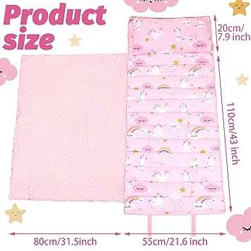 2 Pack Toddler Nap Mats for Preschool Girls Nap Mats with Pillows and 2 Pack Toddler Nap Mat for Girls Nap Mats for Preschool with Pillow and Blanket Extra Large Kids Sleeping Bag Soft Microfiber Rolled Napping Mats for Daycare Travel indoorTOPDEALTOPDEAL2 Pack Toddler Nap Mats