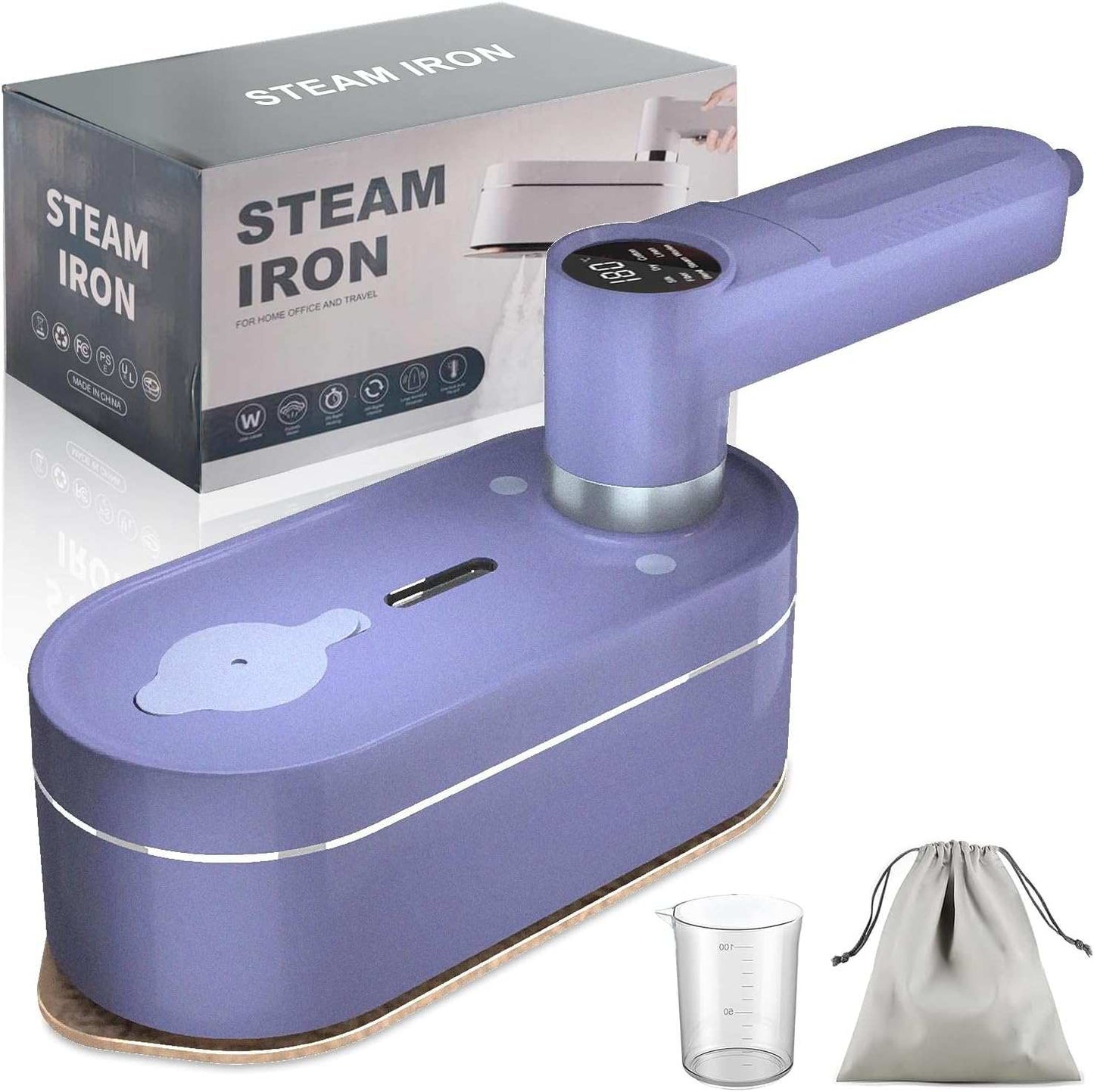 Travel Steamer for Clothes Portable Mini Iron with 8 Preset Steam & Temp Settings, 15-Second Fast Heat-up, Support Dry Wet Ironing, 180° Rotatable Handheld Small Iron for Home and Travel