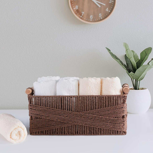 Storage basket with handle, large rectangular wicker basket, 2 pcs Organize and store with style using this elegant set of two wicker baskets. Handcrafted from high-quality seagrass and lined with sturdy iron frames, these minimaindoorTOPDEALTOPDEALbasketStorage basket with handle, large rectangular wicker basket, 2 pcs