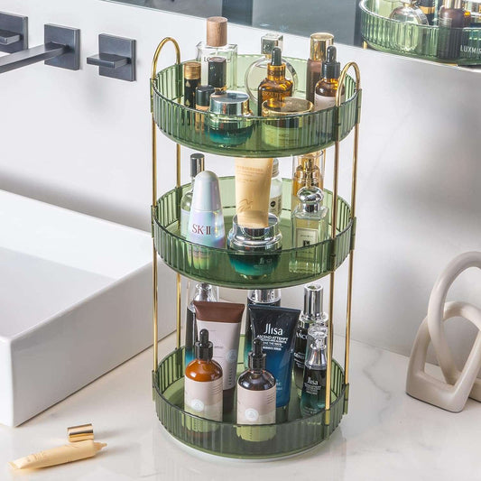 360° rotating makeup storage rack, bathroom makeup rotating stand (3 l Elevate your vanity with this luxurious 360° rotating makeup organizer. Its smooth spinning feature allows for maximum storage while maintaining an elegant look. indoorTOPDEALTOPDEALmakeup storage rack360° rotating makeup storage rack, bathroom makeup rotating stand (3 l