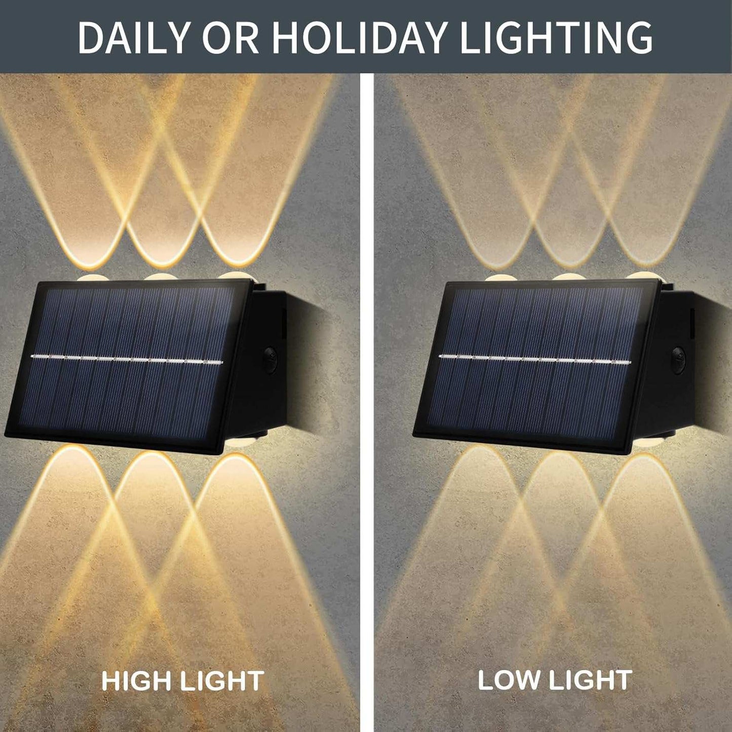Solar Lights Outdoor Waterproof, for Outside, Up and Down Lighting Solar Wall Fence Lights Outdoor (2PCS)