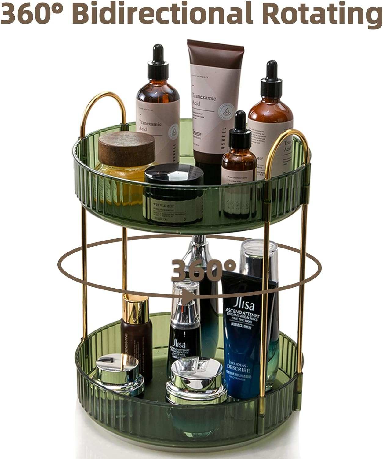 Rotating Makeup Organizer Rotate 360 degrees Second floor (green )