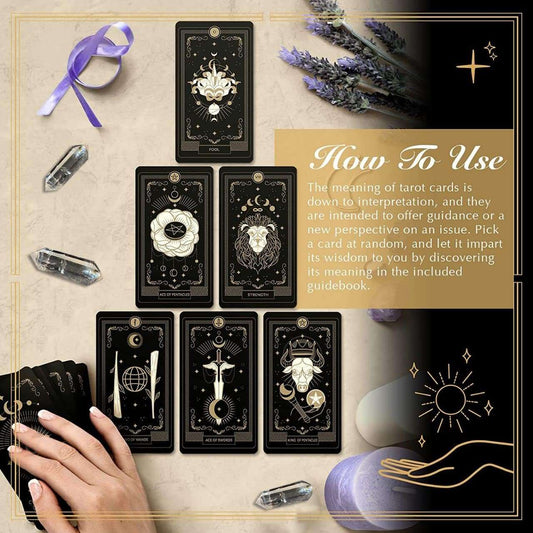 Tarot Card Set with Guide Book Astrology Unique Deck with Healing CrysUnleash your spiritual potential with Mystikaia Moon's unique Moon Tarot cards set! With its mystical, hand-painted real black tarot cards and healing crystals, thisindoorTOPDEALTOPDEAL Tarot CardTarot Card Set with Guide Book Astrology Unique Deck with Healing Crys