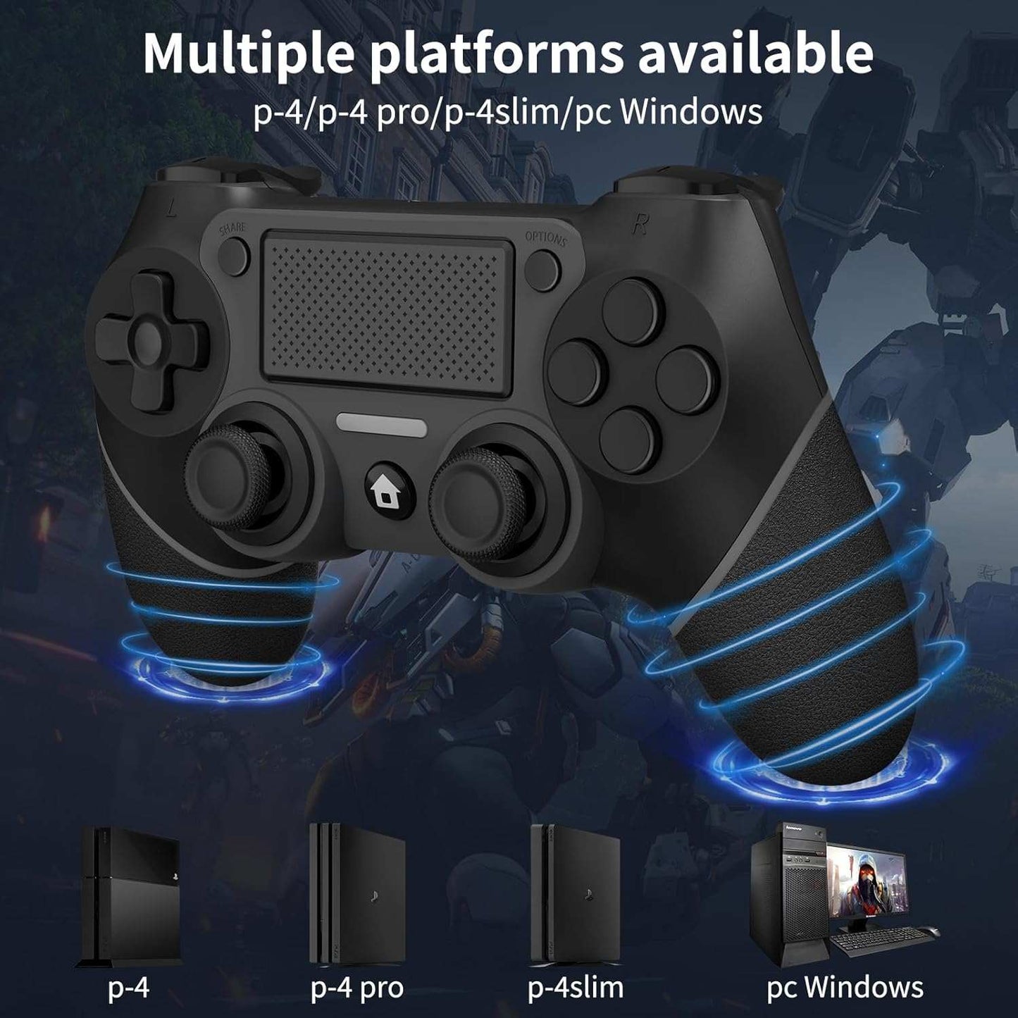 Ubsvaky Wireless Controller for PS4, Wired P-4 Pro Controller with Paddles, Black P-4 Controller Accessories, P-4 Accessories Perfect Adaptive Full Version 4/4