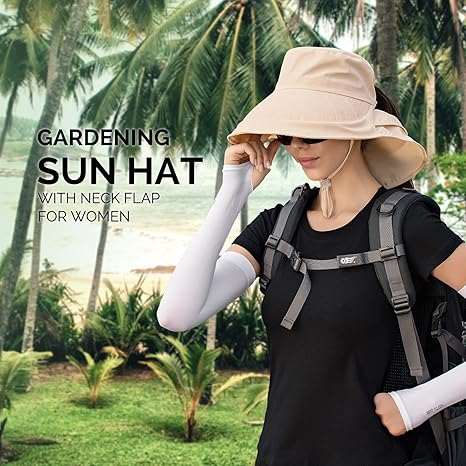 Sun Hats for Women Hiking Fishing Hat Wide Brim Hat with Large Neck Flap Sun Protection Hats for Women