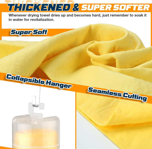 Towel for Car, Super Absorbent 2 Pack 26"x17" Car Drying Towel, Reusable Soft Car Wash Cloth, Chamois Cloth for Car, Dust Remove, No Scratch/Spot/Streak, Yellow & Blue