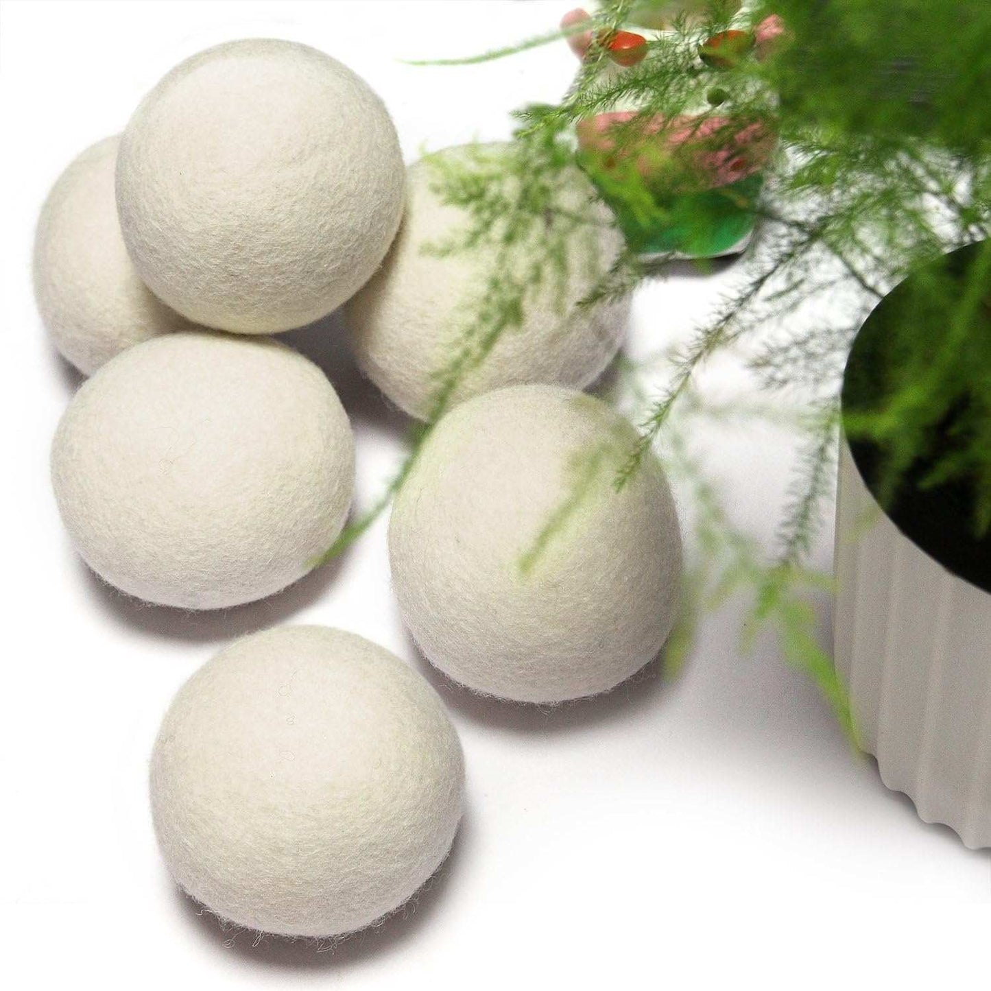 6 Pack All Natural Organic Wool Dryer Balls Reusable Chemical Free Natural Fabric Softener, Anti Static, Reduces Clothing Wrinkles and Saves Drying Time