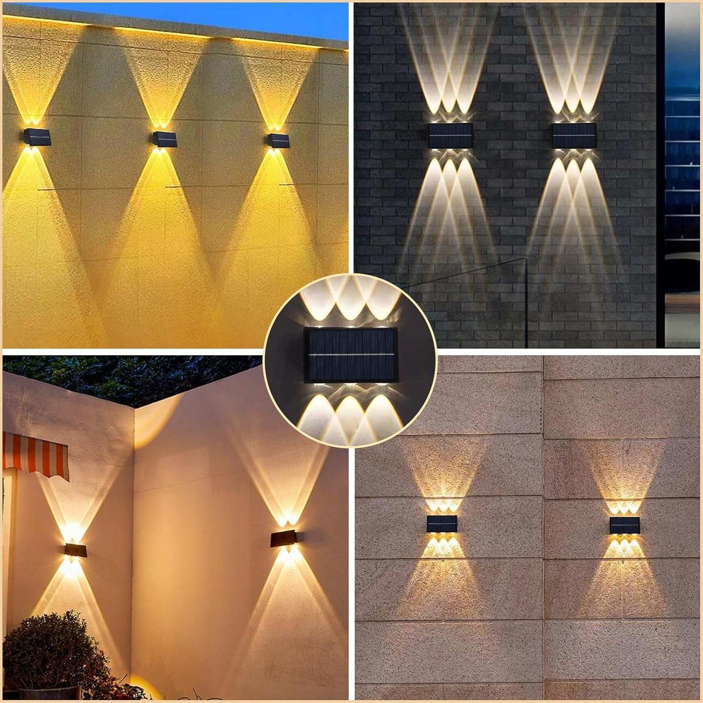Solar Lights Outdoor Waterproof, for Outside, Up and Down Lighting Solar Wall Fence Lights Outdoor (2PCS)
