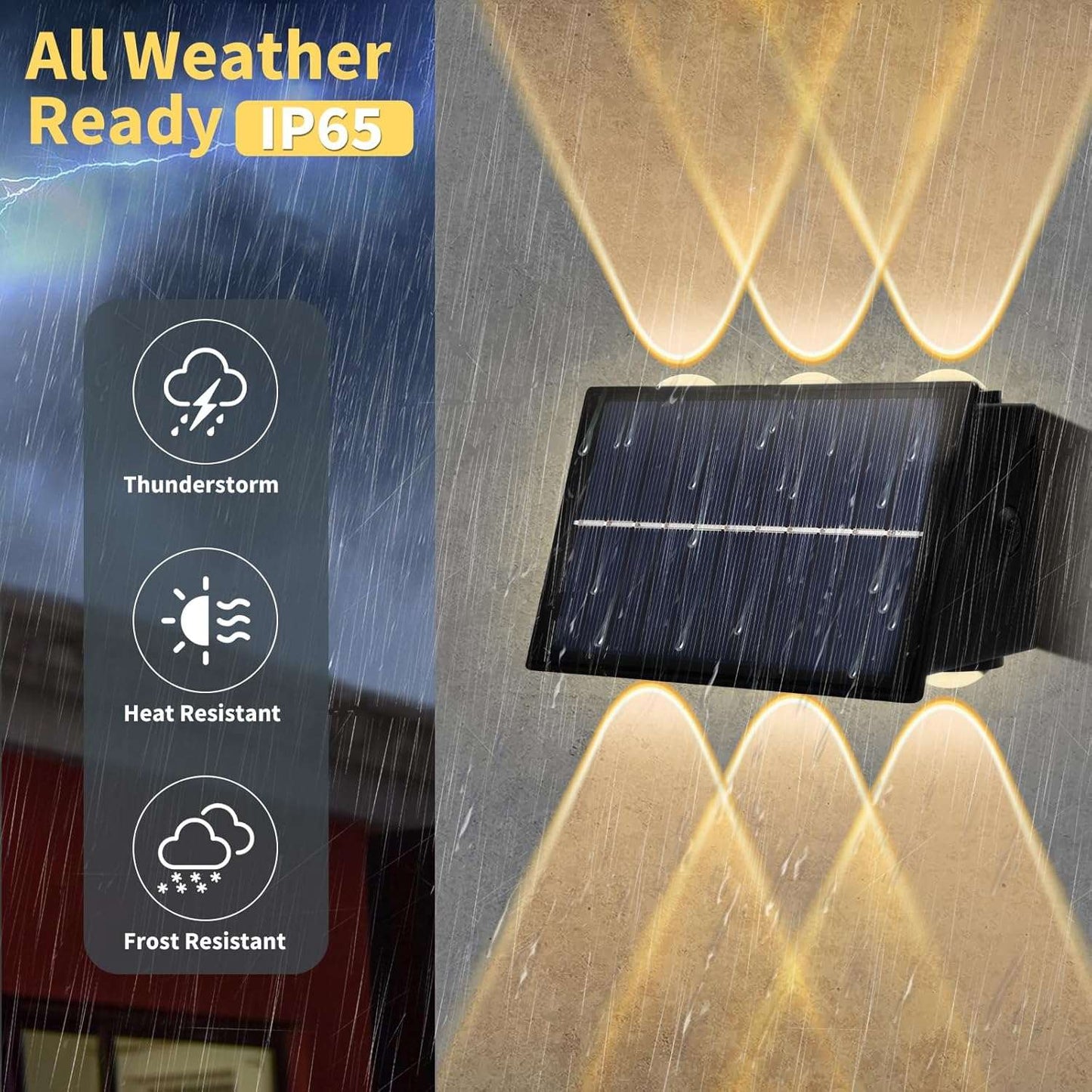 Solar Lights Outdoor Waterproof, for Outside, Up and Down Lighting Solar Wall Fence Lights Outdoor (2PCS)