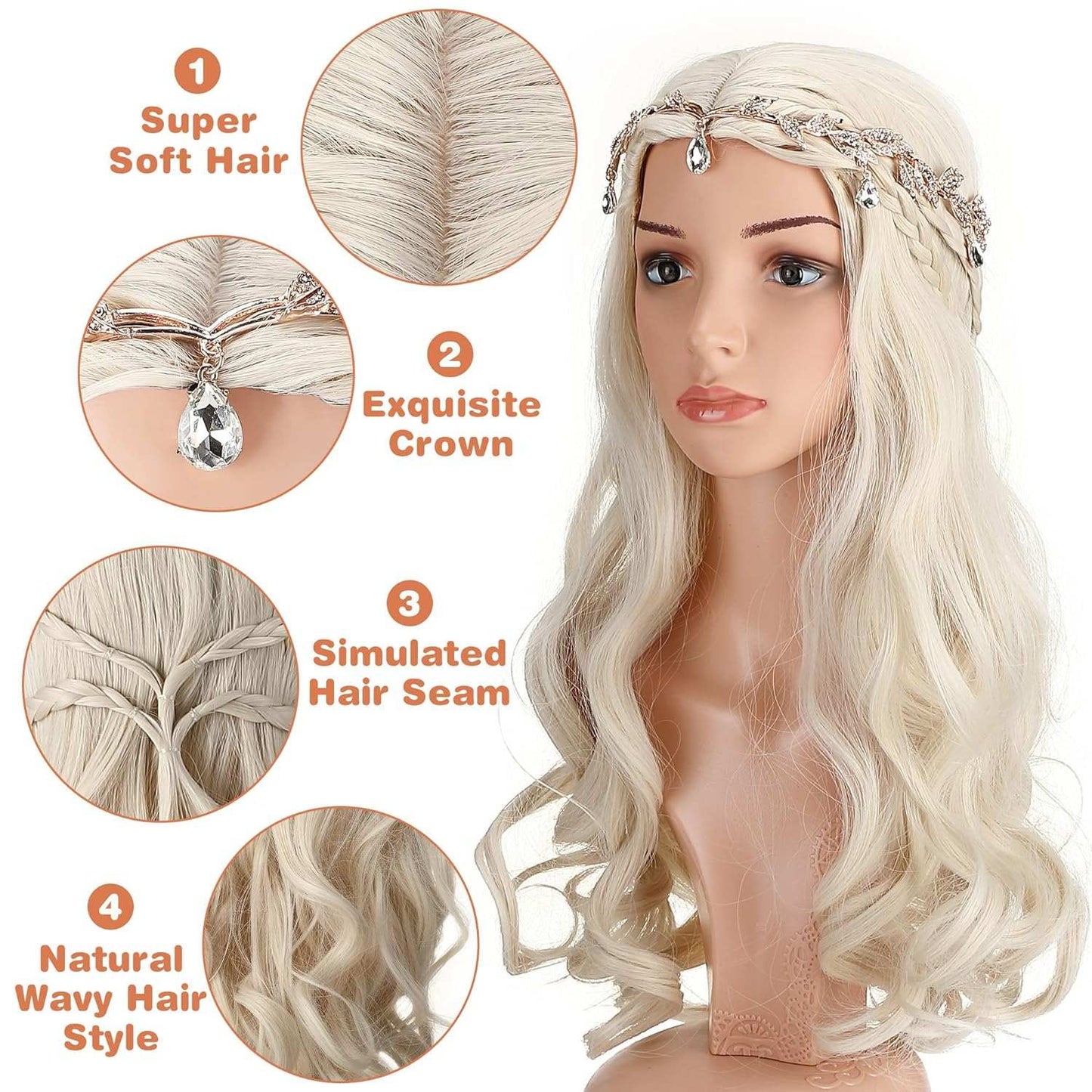 Long Blonde Braided Wig for Women with Crystal Leaf Crown and Fairy Ea Live out your wildest dreams in our Long Blonde Braided Wig! Featuring a heat-resistant, high-quality synthetic construction and stunning crystal leaf crown with faoutdoorTOPDEALTOPDEALLong Blonde Braided Wig