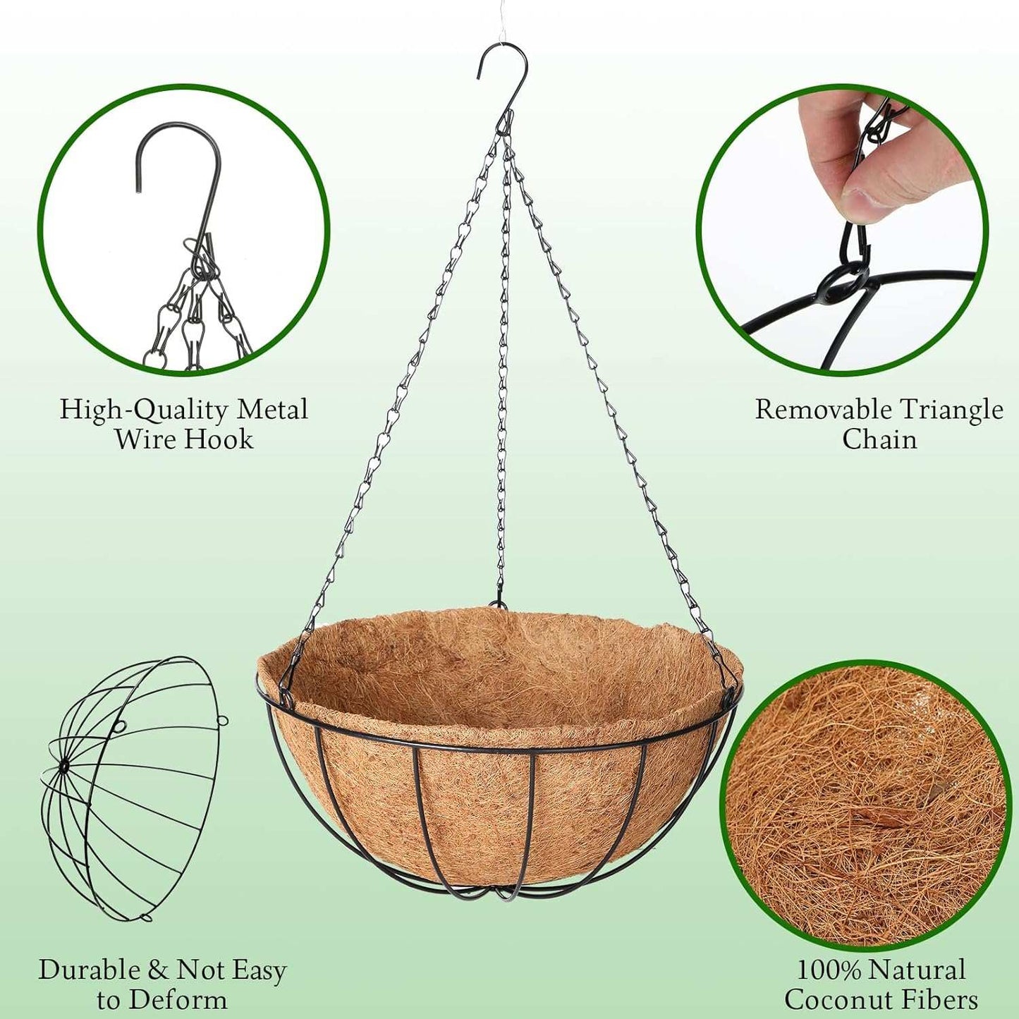 Hanging Planter Basket Flower Holder 4 PCS 16 PCS-INCH( Metal)Put your plants on display with these 4 hanging planters! Each planter features a 16” metal frame with a coconut fiber liner for reliable, long-lasting use inside oroutdoorTOPDEALTOPDEALHanging Planter Basket Flower HolderHanging Planter Basket Flower Holder 4 PCS 16 PCS-INCH( Metal)
