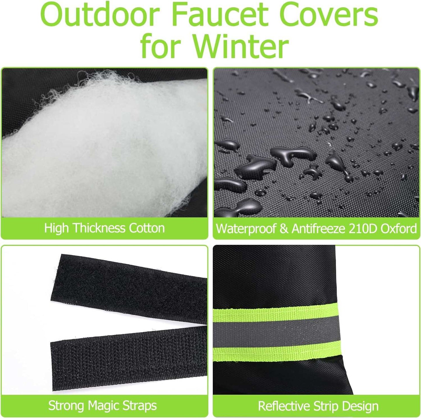 Outdoor Faucet Cover, Thicken Outdoor Faucet Covers for Winter Freeze Protect your outdoor faucets from freezing and frost with our upgraded thicken faucet covers. Made with three layers of strong and waterproof materials, including hioutdoorTOPDEALTOPDEALOutdoor Faucet CoverOutdoor Faucet Cover, Thicken Outdoor Faucet Covers for Winter Freeze