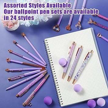 Ballpoint Pens 24 Pcs (Purple and Blue)24 Pcs Fancy Ballpoint Pens for Women Journaling Glitter Bling Crystal Diamond Ballpoint Pens Set Retractable Cute Pens Crystal Heart Crown Pens Gifts for Office SchindoorTOPDEALTOPDEALBallpoint Pens 24 Pcs (Purple