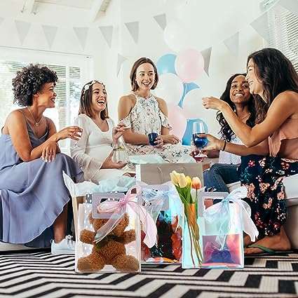 12 Pcs Clear Holographic Tote Bags
12 Pcs Clear Holographic Tote Bags Iridescent Reusable Gift Bag with Handles 7.9 x 7.9 x 3.9'' Transparent PVC Wrap Bags Bag and Ribbon for Birthday Wedding ShoppinindoorTOPDEALTOPDEAL12 Pcs Clear Holographic Tote Bags