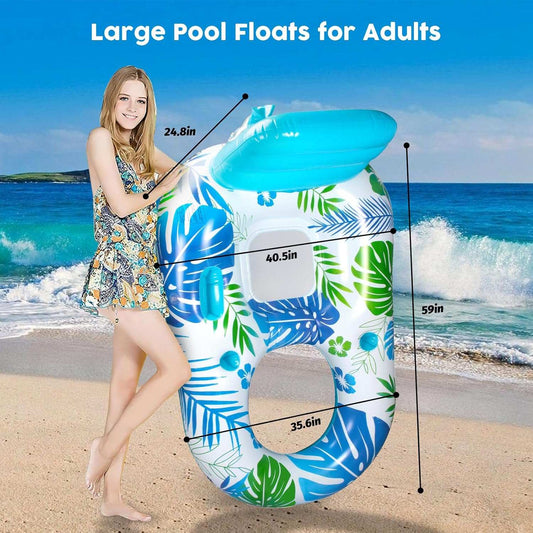 Light-up Inflatable Pool Floats Lounger Adult with Remote & APP Control-Floating Pool Lounge Chair with Cup Holders-Swimming Pool Floaties Beach Rafts Water Floaty for Adults