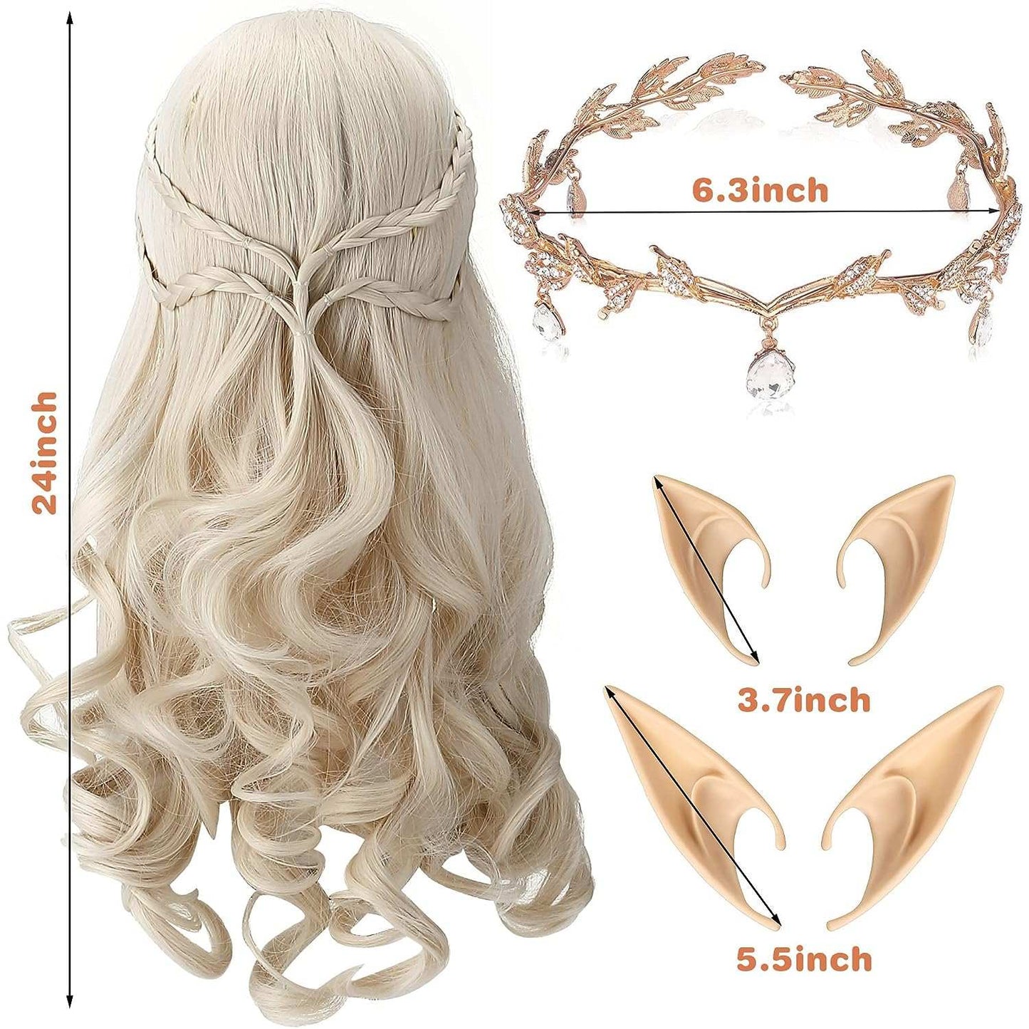 Long Blonde Braided Wig for Women with Crystal Leaf Crown and Fairy Ea Live out your wildest dreams in our Long Blonde Braided Wig! Featuring a heat-resistant, high-quality synthetic construction and stunning crystal leaf crown with faoutdoorTOPDEALTOPDEALLong Blonde Braided Wig