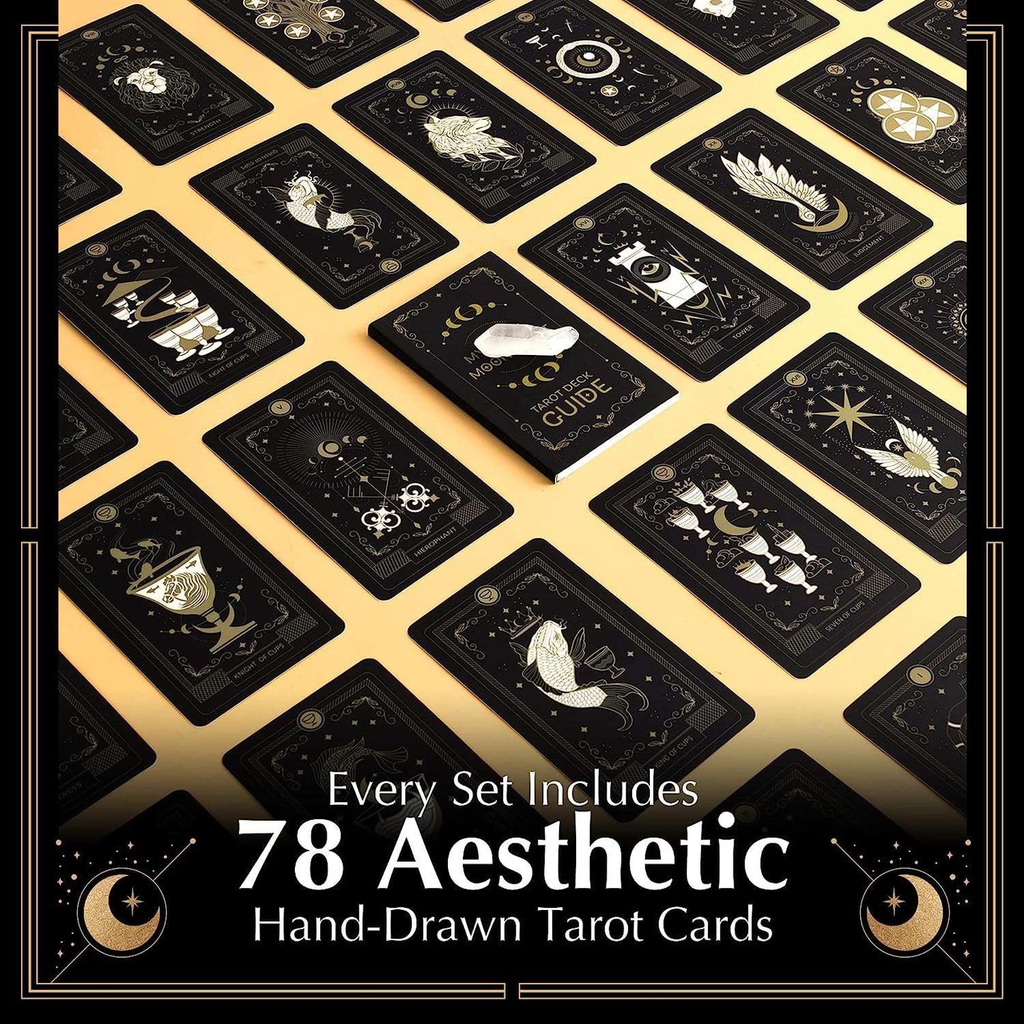 Tarot Card Set with Guide Book Astrology Unique Deck with Healing CrysUnleash your spiritual potential with Mystikaia Moon's unique Moon Tarot cards set! With its mystical, hand-painted real black tarot cards and healing crystals, thisindoorTOPDEALTOPDEAL Tarot CardTarot Card Set with Guide Book Astrology Unique Deck with Healing Crys