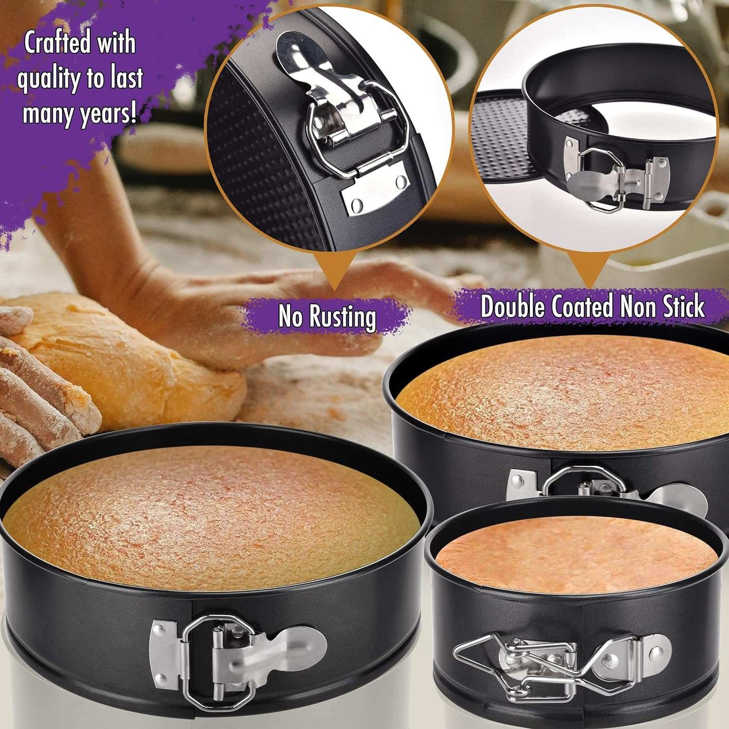 Cake Pan Sets for Baking + Cake Decorating Kit (4, 7, 9 Inch) Stop wasting time scrubbing pans and start baking with confidence with this heavy-duty Springform Set! Crafted with stainless steel and a double layer of nonstick indoorTOPDEALTOPDEALCake Pan Sets for Baking + Cake Decorating KitCake Pan Sets for Baking + Cake Decorating Kit (4, 7, 9 Inch)