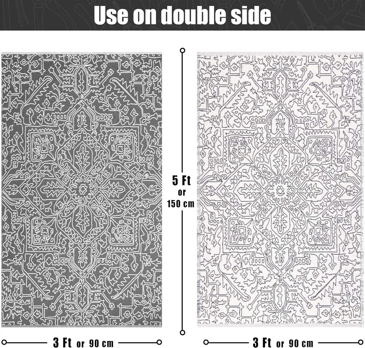 Boho Decor Area Rug - 3'x5' Machine Washable Grey Rug Woven Double Sid Add a vibrant touch to your living space with this unique boho decor rug. Boasting a vivid grey and beige design, this 3'x5' lightweight rug is made from double-siindoorTOPDEALTOPDEALEntry Throw Carpet Boho Decor Area Rug - 3'x5' Machine Washable Grey Rug Woven Double Sid