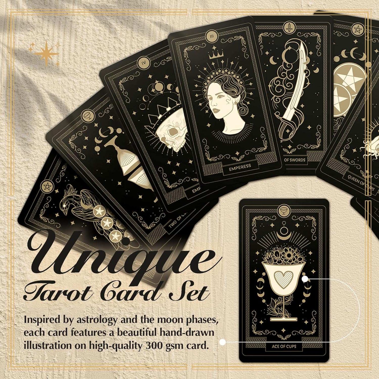 Tarot Card Set with Guide Book Astrology Unique Deck with Healing CrysUnleash your spiritual potential with Mystikaia Moon's unique Moon Tarot cards set! With its mystical, hand-painted real black tarot cards and healing crystals, thisindoorTOPDEALTOPDEAL Tarot CardTarot Card Set with Guide Book Astrology Unique Deck with Healing Crys
