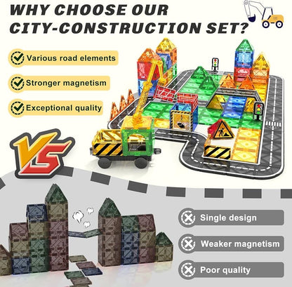 Coodoo Kids Games Magnetic Tiles Road Set