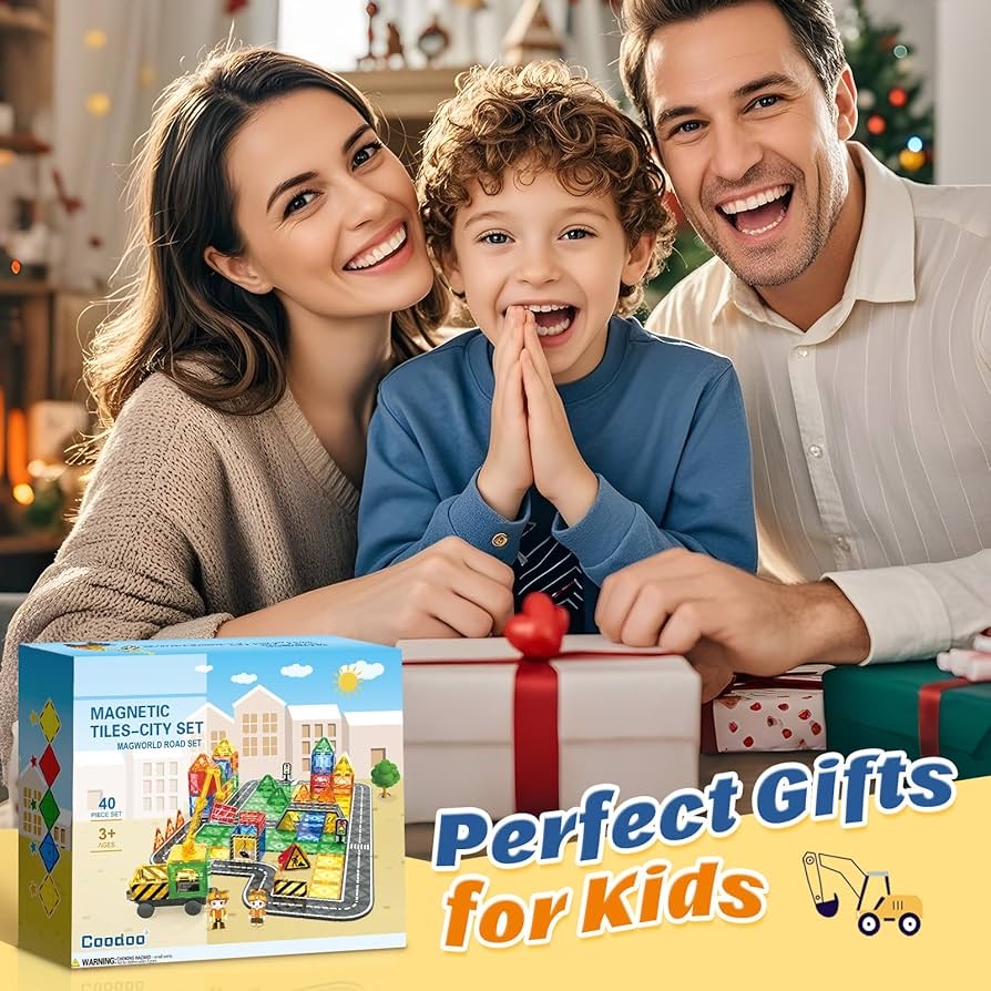 Coodoo Kids Games Magnetic Tiles Road Set