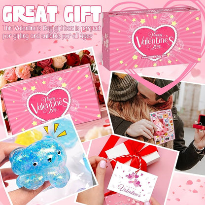 Valentines Day Gifts for Kids - 24Pcs Taba Squishies Kit Fidget Toys with Greeting Cards