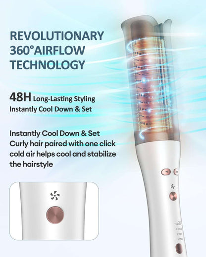 Automatic Curling Iron,Professional Anti-Tangle Auto Hair Curler with 1.25" Ceramic Ionic Barrel & 4 Temperature