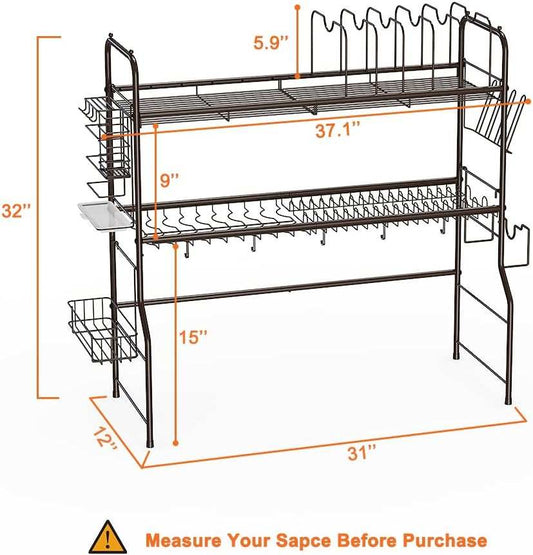 Over Sink Dish Drying Rack 2 Tier Organizer   This Over Sink Dish Drying Rack 2 Tier Organizer Shelf is the perfect solution for keeping your kitchen clean and organized. Its two-tier design allows you to easindoorTOPDEALTOPDEALSink Dish Drying Rack 2 Tier Organizer