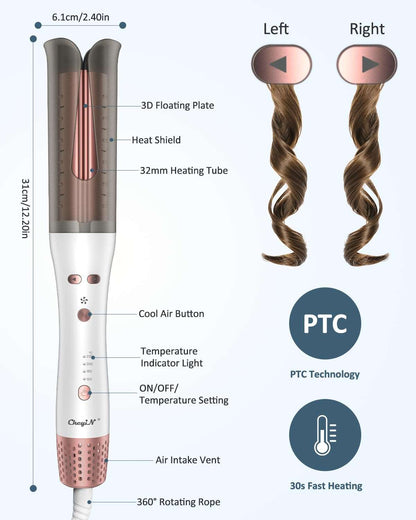 Automatic Curling Iron,Professional Anti-Tangle Auto Hair Curler with 1.25" Ceramic Ionic Barrel & 4 Temperature