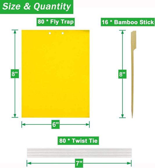 80 Sheets Yellow Sticky Traps, Fruit Fly Traps, for Indoor and OutdoorThis 80-sheet Yellow Sticky Trap set provides dual-sided strong glue to efficiently capture fruit flies, gnats, leaf miners, fungus flies, thrips, midges, and mosquioutdoorTOPDEALTOPDEAL80 Sheets Yellow Sticky Traps, Fruit Fly Traps,80 Sheets Yellow Sticky Traps, Fruit Fly Traps, for Indoor and Outdoor