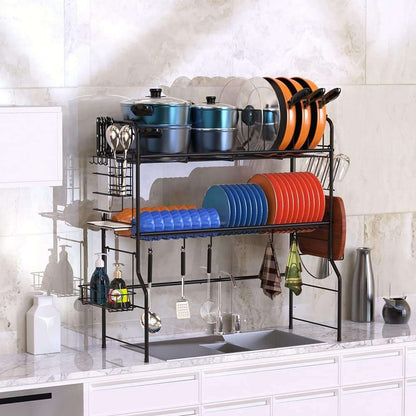 Over Sink Dish Drying Rack 2 Tier Organizer   This Over Sink Dish Drying Rack 2 Tier Organizer Shelf is the perfect solution for keeping your kitchen clean and organized. Its two-tier design allows you to easindoorTOPDEALTOPDEALSink Dish Drying Rack 2 Tier Organizer