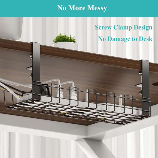 Under Desk Cable Management Tray, Desk Cord Organizer, - Will not damage your desk. (1 package)