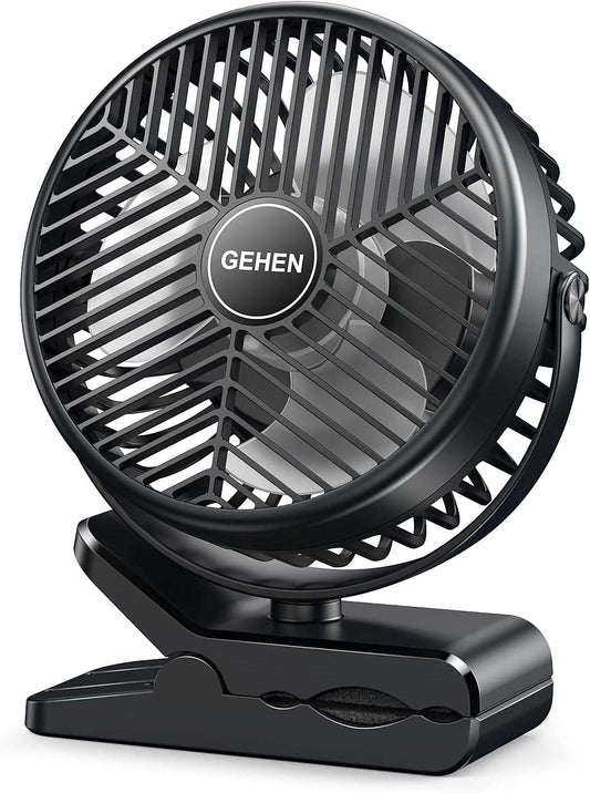 Portable 3-Speed Clip-on Fan with Sturdy Clamp 10000mAh Battery-Powered Clip Fan Rechargeable Ultra-Quiet