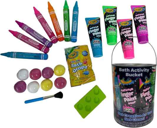 Crayola Bath Activity Bucket, 30 Piece Neon Set