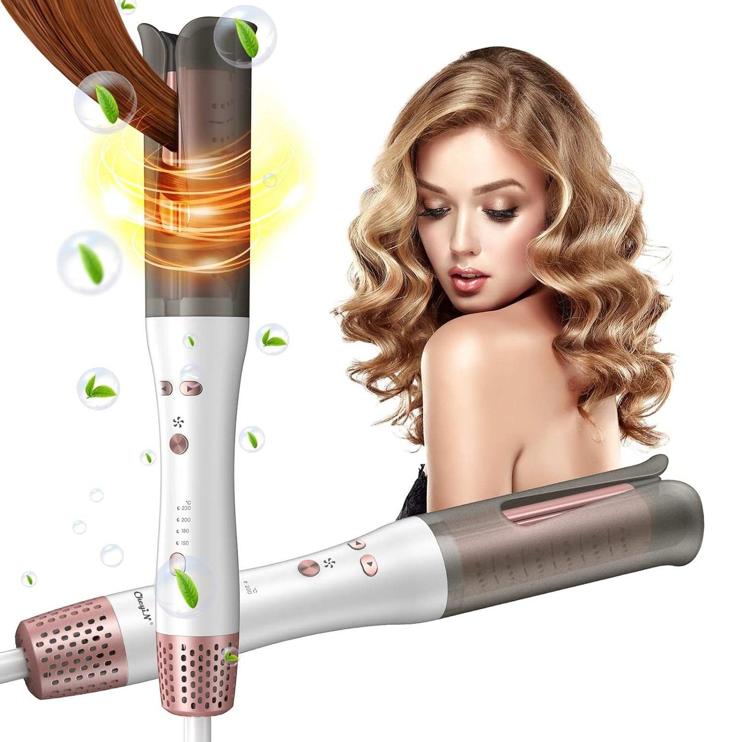 Automatic Curling Iron,Professional Anti-Tangle Auto Hair Curler with 1.25" Ceramic Ionic Barrel & 4 Temperature