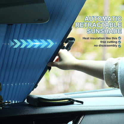 6 Pcs 63 x 25.6'' Retractable Windshield Sun Shade LargeFeatures:The car sun visor is easy to store, can be stored in your trunk when not in use, suitable for travel, camping, trip, driving and more, bringing much convenioutdoorTOPDEALTOPDEAL6'' Retractable Windshield Sun Shade Large