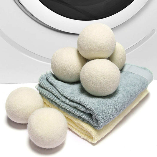 6 Pack All Natural Organic Wool Dryer Balls Reusable Chemical Free Natural Fabric Softener, Anti Static, Reduces Clothing Wrinkles and Saves Drying Time