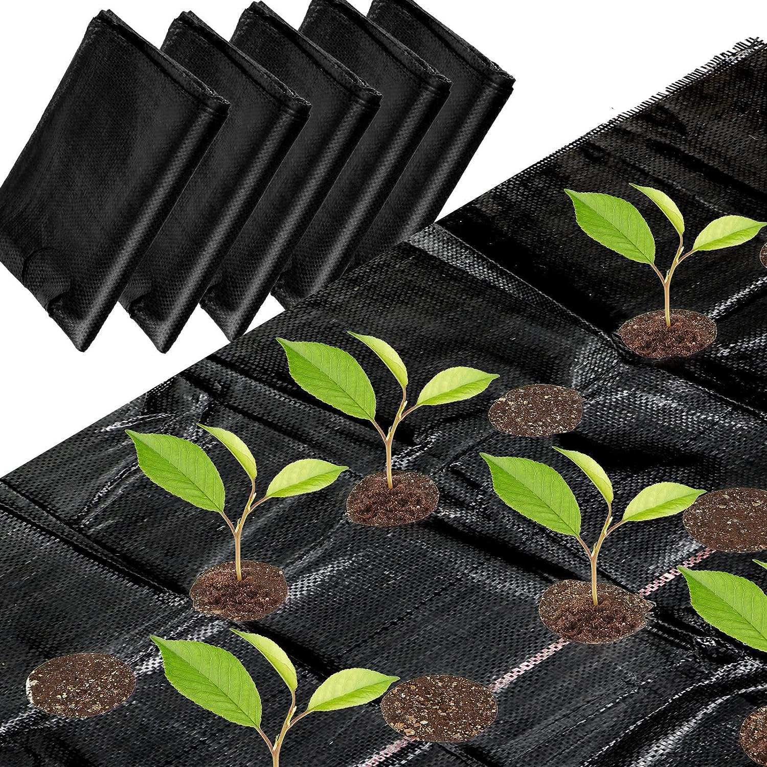 5 Pack Weed Barrier Landscape Fabric with 3'' Planting Holes 3.3 ft x   Reliable Material: The heavy-duty landscape fabric is made of polyethylene material, sturdy and safe, reliable and reusable, UV protection and corrosion resistant,outdoorTOPDEALTOPDEAL8 ft Garden Weed Barrier Fabric Heavy Duty Weed Barrier Landscape Fabric