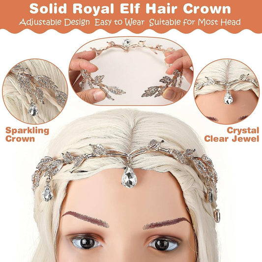 Long Blonde Braided Wig for Women with Crystal Leaf Crown and Fairy Ea Live out your wildest dreams in our Long Blonde Braided Wig! Featuring a heat-resistant, high-quality synthetic construction and stunning crystal leaf crown with faoutdoorTOPDEALTOPDEALLong Blonde Braided Wig